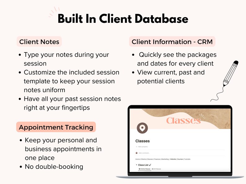 Personal Trainer Notion Template Bundle, Notion Dashboard for Fitness Trainer Business, Client Portal, Weekly Class, Business Notion Planner image 5