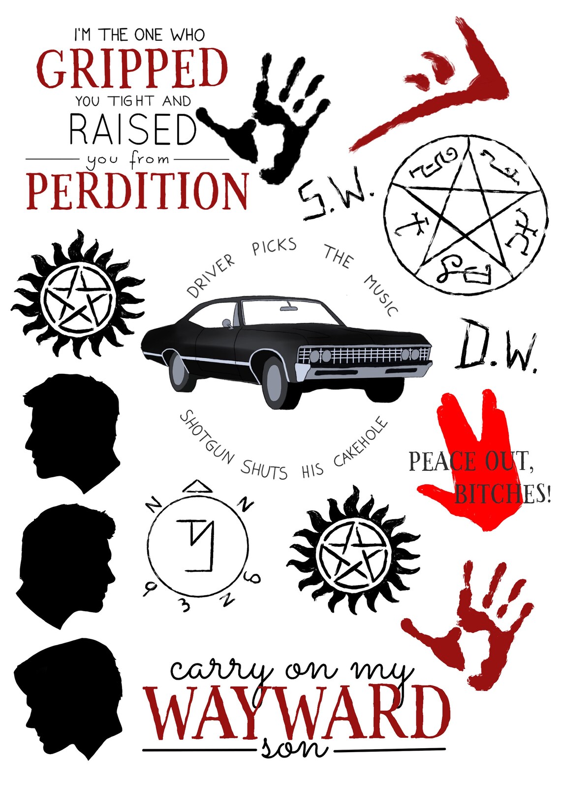 Supernatural Printable Sticker Template | Etsy