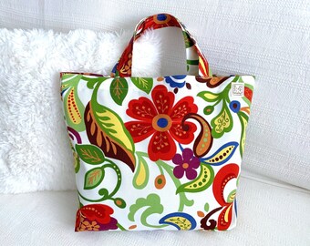 floral reusable grocery bags