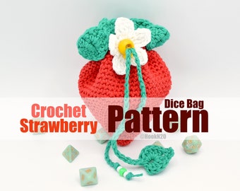 Padrão de crochê para saquinho de dados de morango - Nível iniciante a intermediário