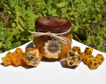 Bee Dice Collection - Options - Jumbo D20 - Dice Set - Honey Jar