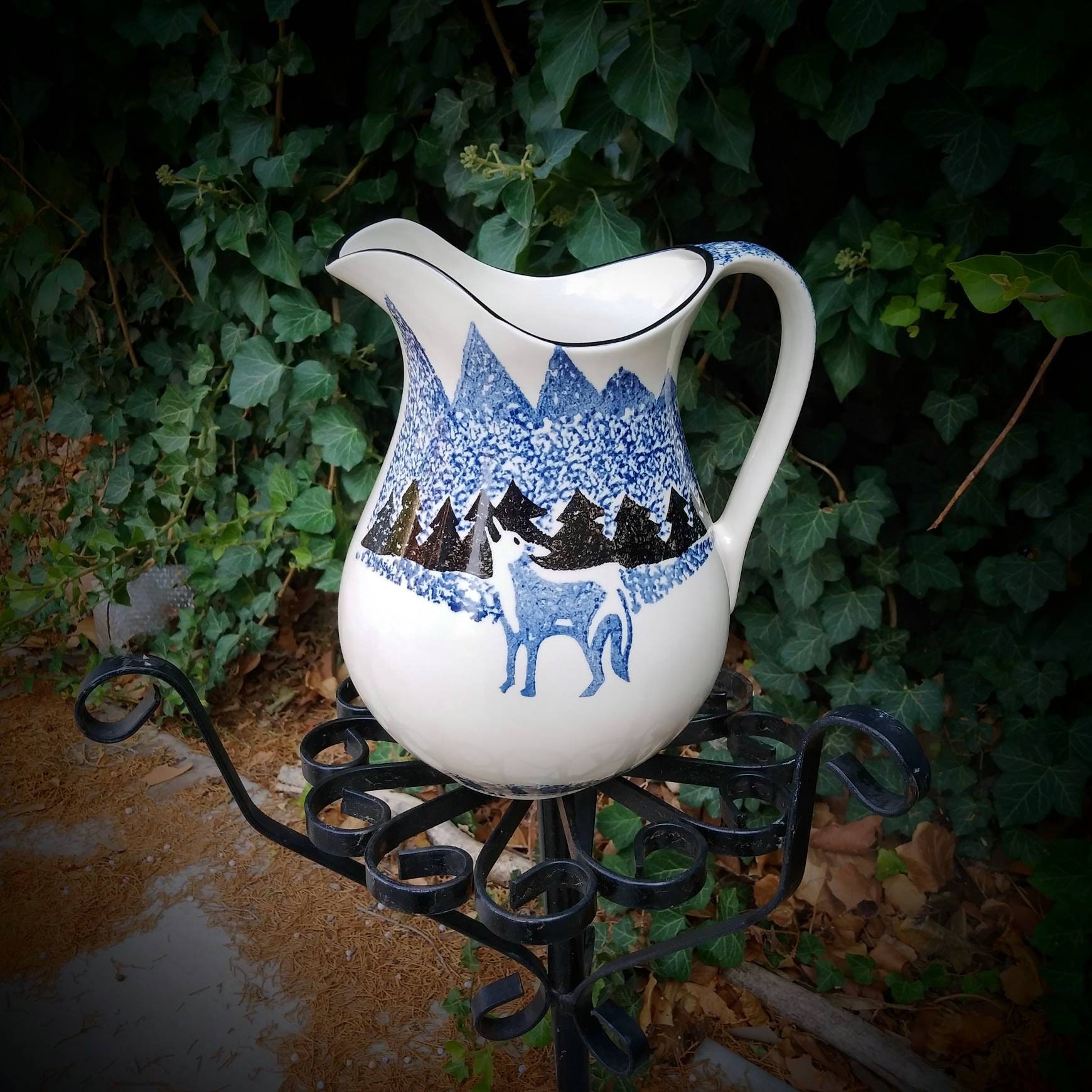 Folk Craft Wolf by Tienshan Pitcher Large 64 Oz Water Beige Etsy UK