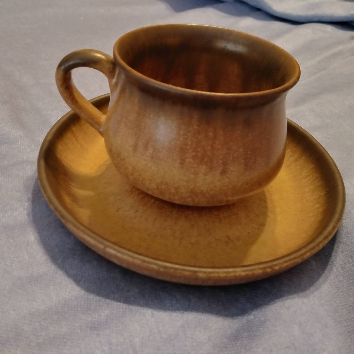 Denby Made in England Stoneware Tea Cup With Saucer Brown Drip Etsy UK