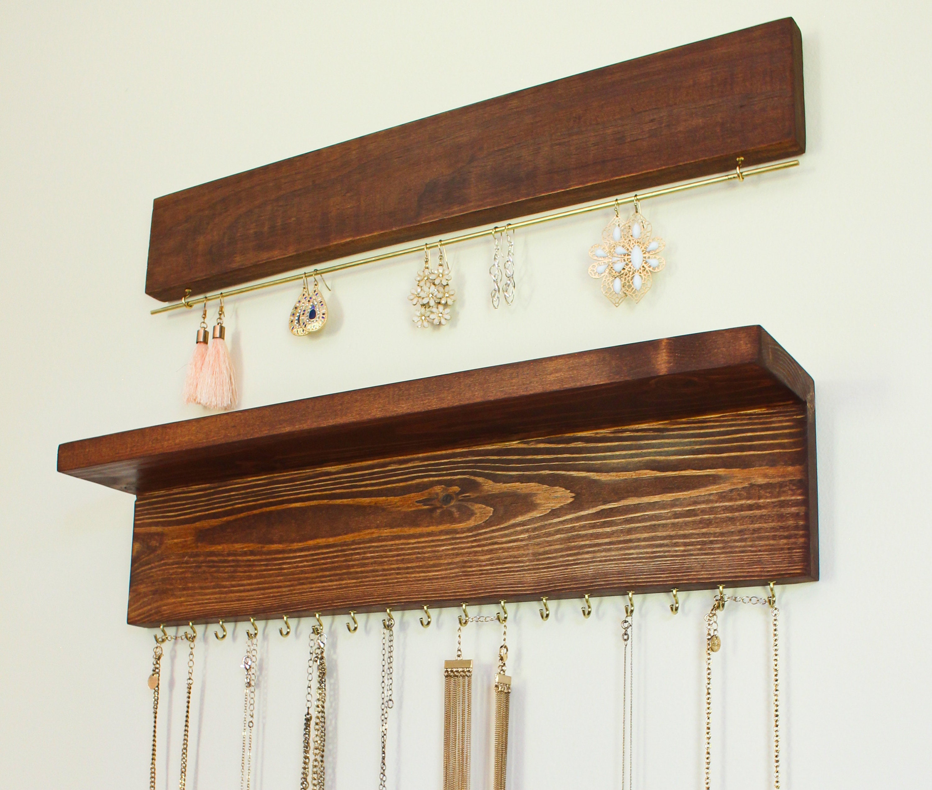 Jewelry Organizer Wall Mount 2 Piece Necklace Holder Etsy UK