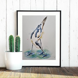 Avocet Watercolor Painting: Original Bird Art, Signed A3 Print