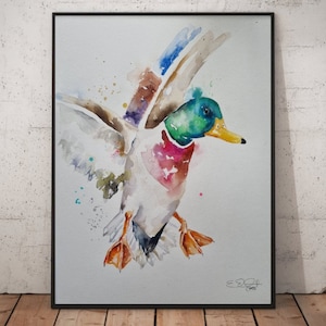 Original painting, watercolour painting, watercolour art, art for a wall, painting for a wall, elle smith art, duck, duck painting, wall art
