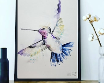ハチドリの絵画 - 熱帯の色鮮やかな鳥のオリジナルアクリル画 - Etsy 日本