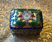 Chinese Cloisonnne and Enamel Open Work Hinged Trinket Box