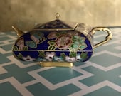 Antique Chinese Cloisonné Enamel and Brass Miniature Teapot Artist Marked