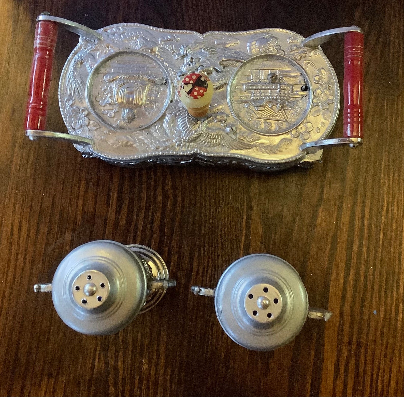 Antique Japanese Silver Plated Musical Dragon Salt and Pepper Etsy