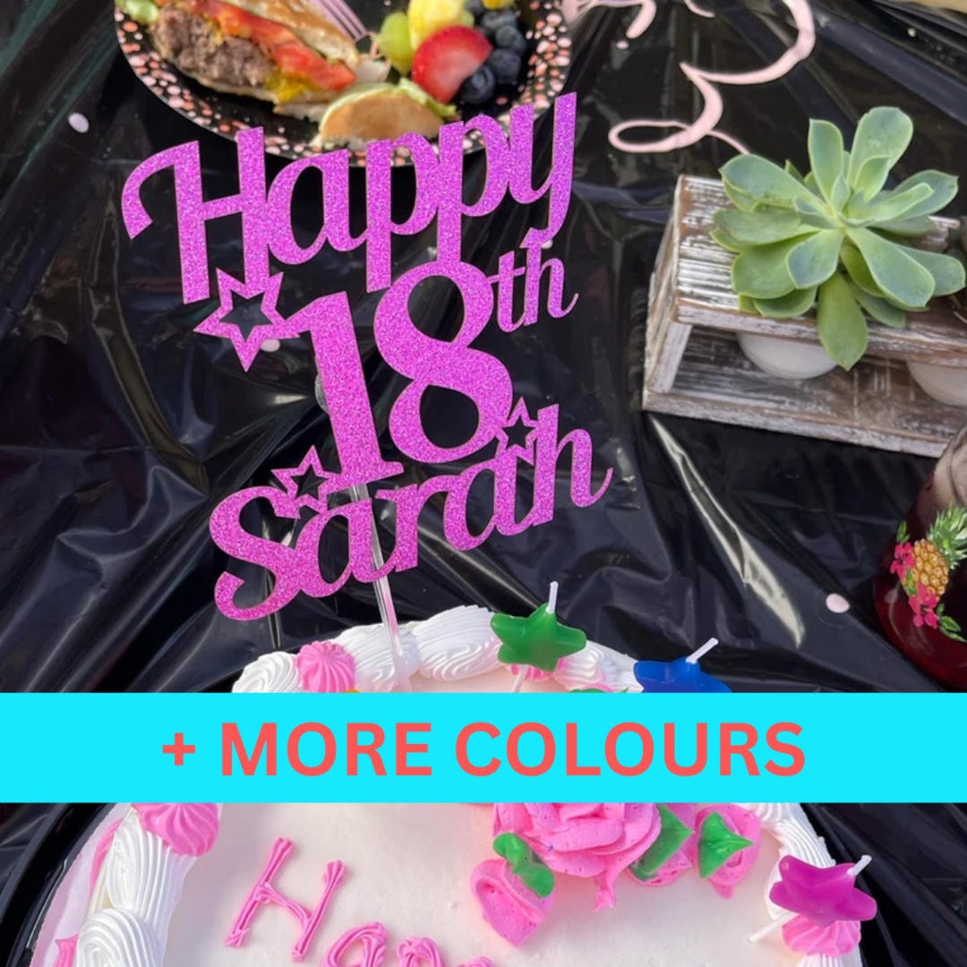 18 Cake Topper, Custom Cake Topper, Happy 18th Birthday Cake Topper ...