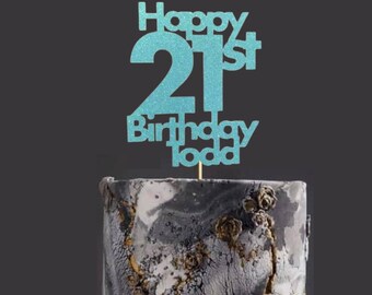 21st Birthday Cake Topper, Happy 21st Birthday Cake Topper, 21 Cake Topper, Custom Cake Topper, Personalised Cake Topper, Party Supplies