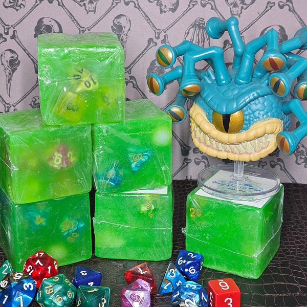 Not-So Gelatinous Cube Soap Dungeons and Dragons Coconut Oil Soap - SLS free Eco friendly biodegradable glitter D&D