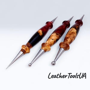 Handmade Leather Carving Tool, Stainless Steel Double-Sided Ball Embosser