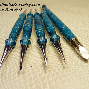 Modeling spoons leather. Embossed Leather Modeling Tool. A set of 5 tools. Stainless steel +stabilized wood . Leather carving tool