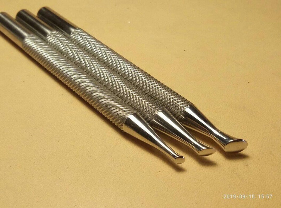 Leather Tool, Stainless Steel. Stamplifter. Set 3 Pieces. Size 6mm, 5mm, 4mm, 3mm 0,24/0,20/ 0