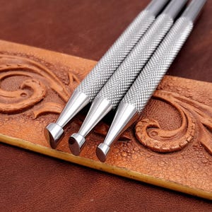 Sello de cuero de acero inoxidable, biselador redondo liso