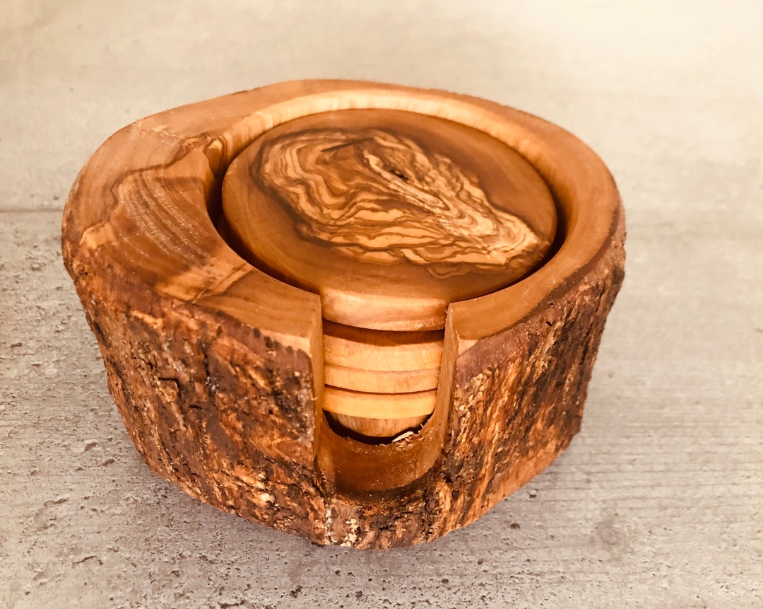 Rustic Olive Wood Coasters Set, Centrepiece Coasters,unique Coasters