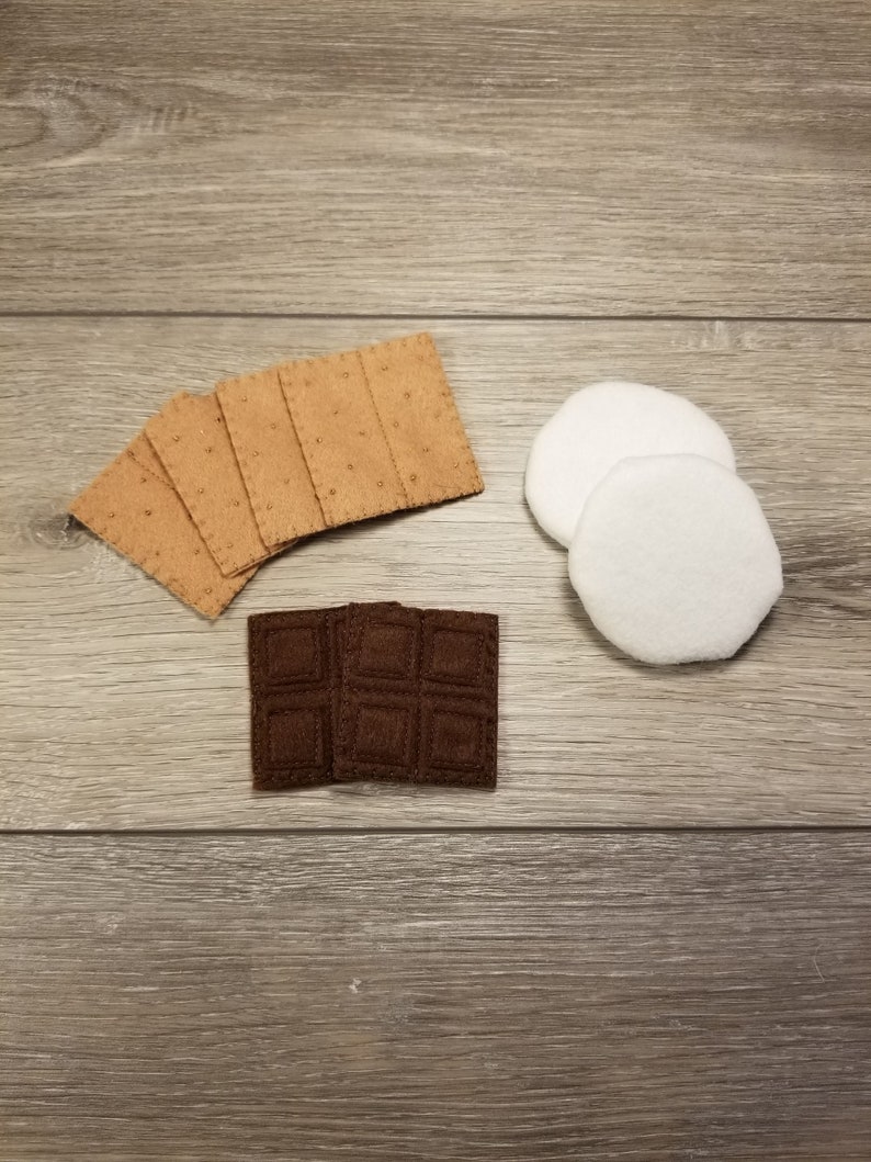 Felt S Mores Graham Cracker Felt Camping Food Play Food Pretend Food Marshmallow Kids Kitchen Food Chocolate Play Food Toys Toys Games