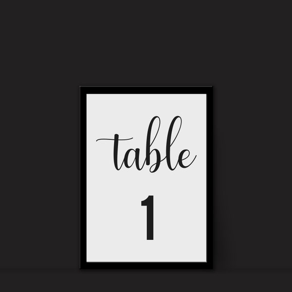 Table Number Template, Instant Download, PDF, Numbers 1-20 PLUS Head Table, 3 Colors