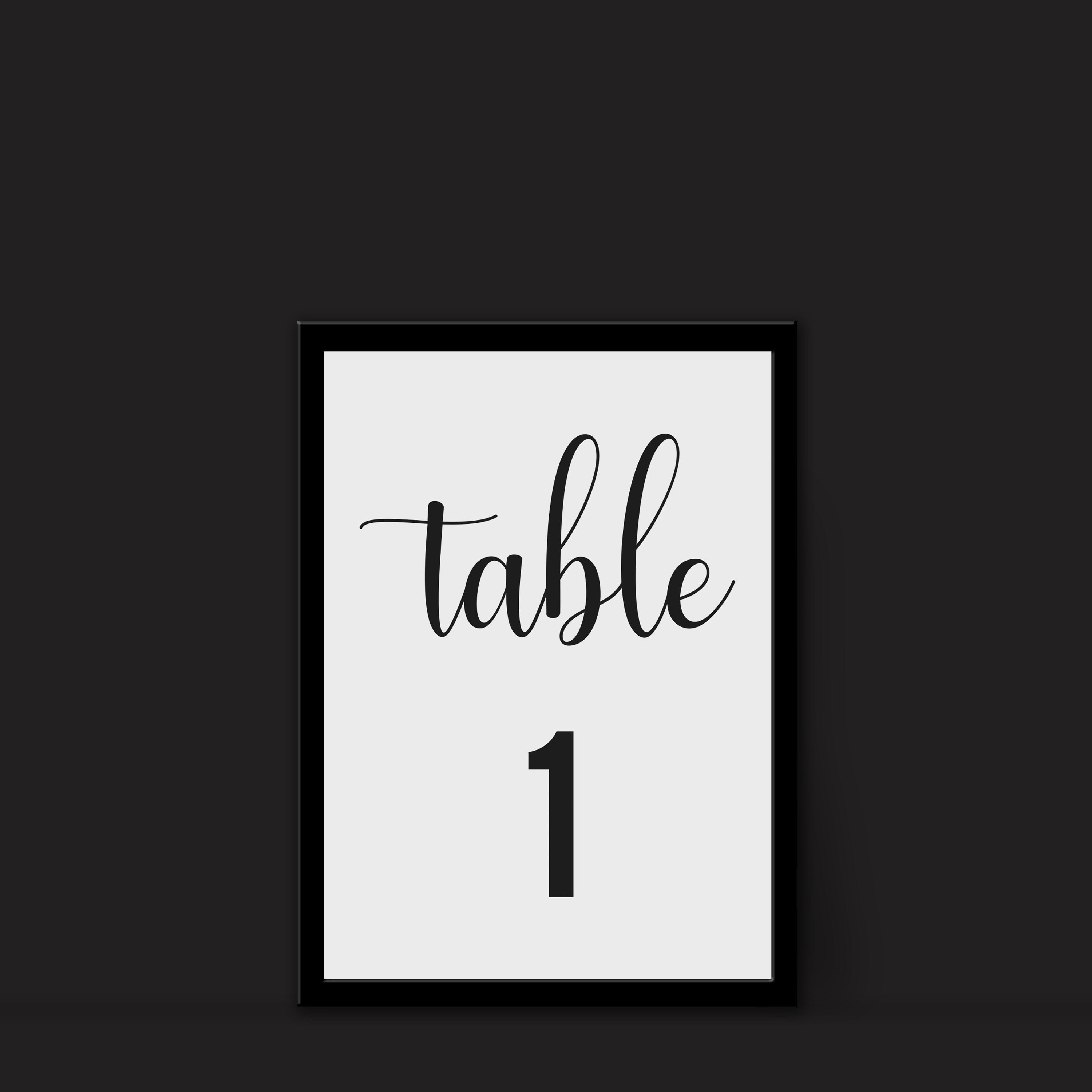 Table Number Template Instant Download Pdf Numbers 1 Etsy