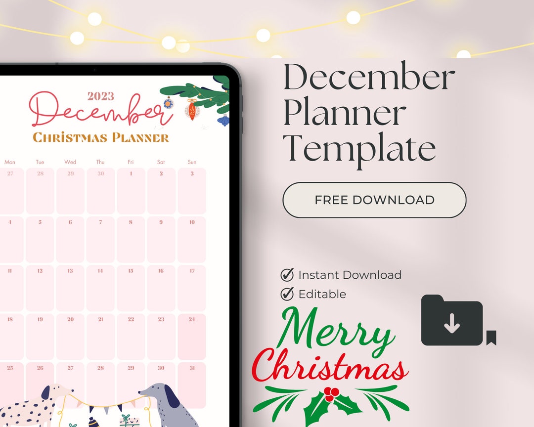 Minimalistic December 2023 Christmas Planner December Template Digital ...