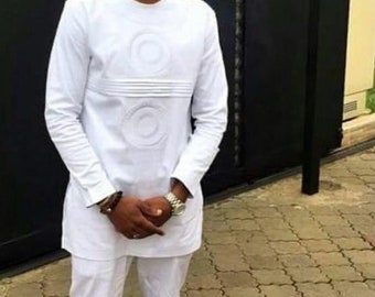 African men clothing,African men's outfit,African attire,African men's suit,African Dashiki for men,African Men caftan,White Africa Senator