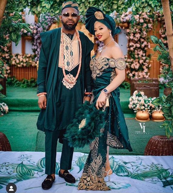 Bride and groom african attire cheap