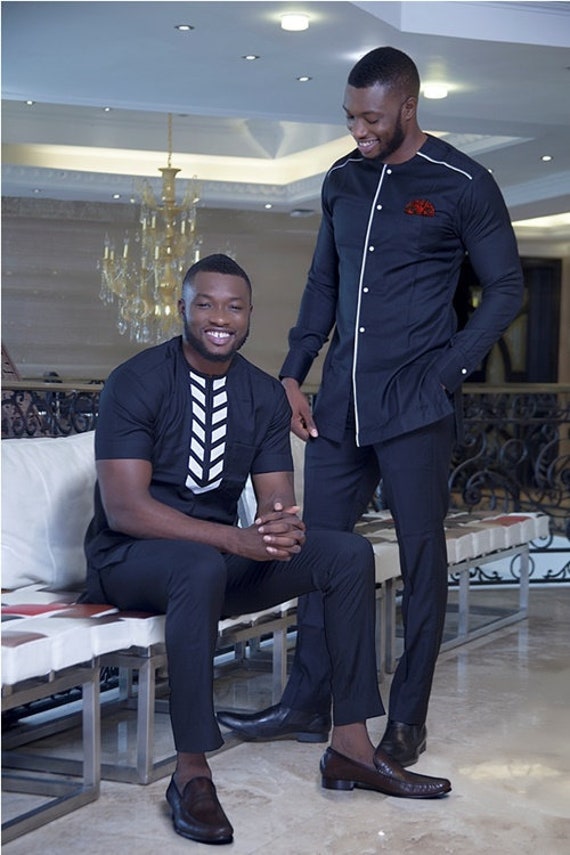 Mens top black dashiki