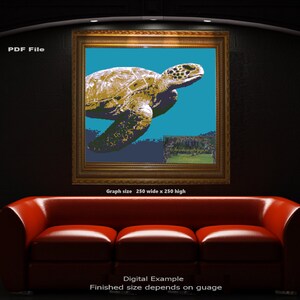 Sea Turtle Swimming, crochet graphghan pattern 250 x 250