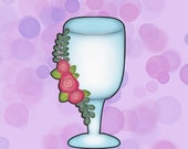 Wedding Glass With Floral Vines Cookie Cutter