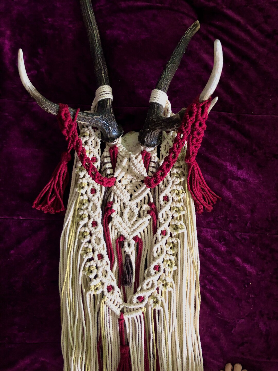 Macrame Axis Deer Antlers Wall Hanging Maui Hawaii Unique Etsy