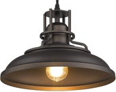 industrial style 1 light Pendant Light, Farmhouse Hanging Light in Oil Rubbed Bronze