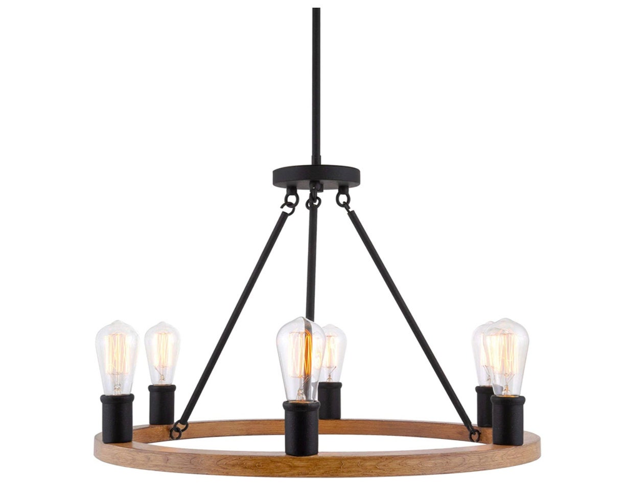 Lampe de Lustre Industrielle 6 Lumières, Suspension Rustique, Lampe Ferme, Lumière Suspendue d'îlot