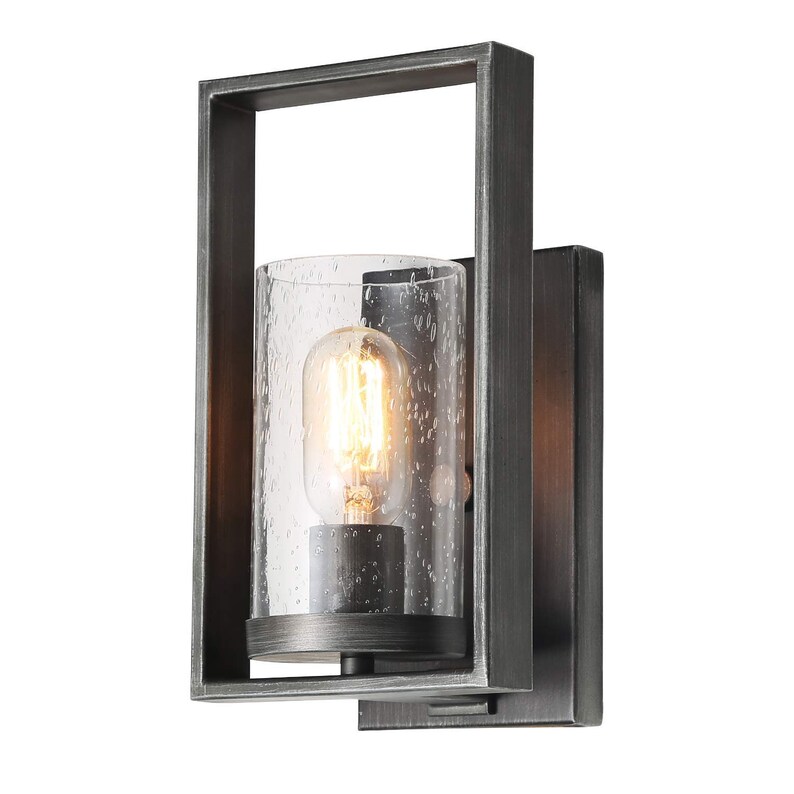 Industrial Style Glass Shade Wall Sconce Seeded Light