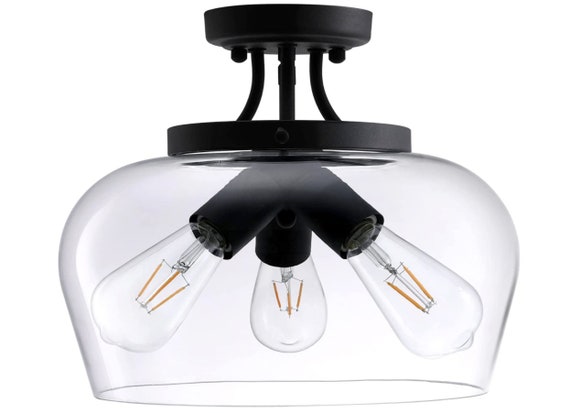 Industrial 3 Lights Glass Semi Flush Mount Light Dining Room Canada Semi Flush Mount Light Dining Room, Anello Led Semi Flush Mount Ceiling Lights Uk
