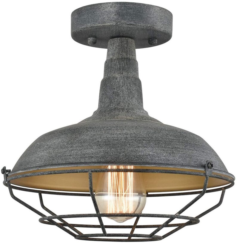 Industrial Vintage Style Semi Flush Mount Ceiling Light 5 In Black Industrial Vintage Style Semi Flush Mount Ceiling Light 5 In Black