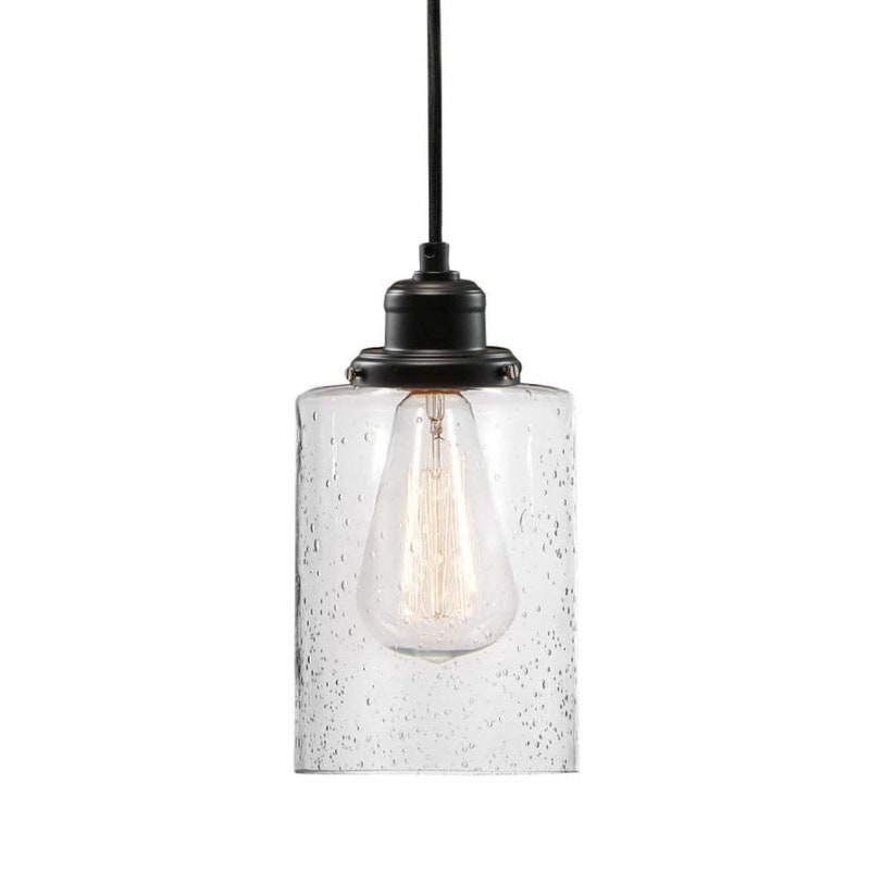 industrial seeded glass shade pendant 