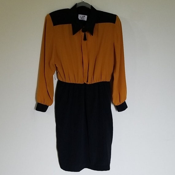 Caron Vintage Mustard Black Western Dress