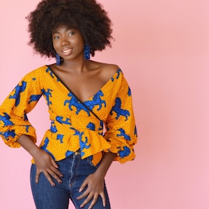 Kora African Print Wrap Top