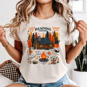 Cozy Reading Retreat - Comfort Colors, Cute Book Club Shirt, Fall Book Shirt, Coffee Book Lover, Cozy Girl Book Club, Gift for Book Lovers