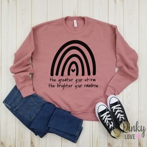 The greater your storm the brighter your rainbow unisex fleece sweatshirt ivf shirt IVF tshirt ivf transfer infertility shirt. image 2