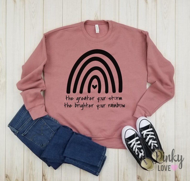 The greater your storm the brighter your rainbow unisex fleece sweatshirt ivf shirt IVF tshirt ivf transfer infertility shirt. image 2