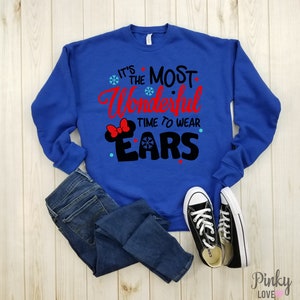 It's the most wonderful time to wear Minnie ears unisex fleece sweatshirt disney christmas mickey's very merry christmas party. image 3