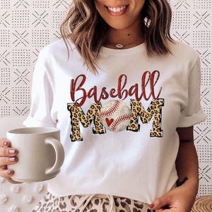 Baseball Mom Leopard - shirt, baseball shirt, softball Mom shirt, unisex baseball Mom shirt, baseball softball, game day, Sports Mom shirt
