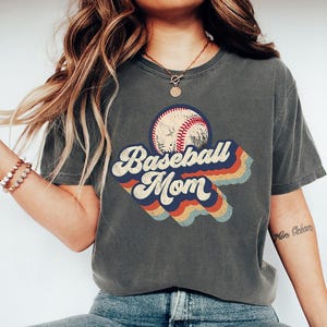 Retro Baseball Mom - Comfort Colors, baseball shirt, softball Mom shirt, unisex baseball Mom shirt, baseball gift, softball, game day tee