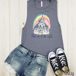 Meet me at the castle muscle tank Disney Shirts Matching Disney Shirts Disney Family Shirts Cinderella Ariel Belle Mickey. image 4