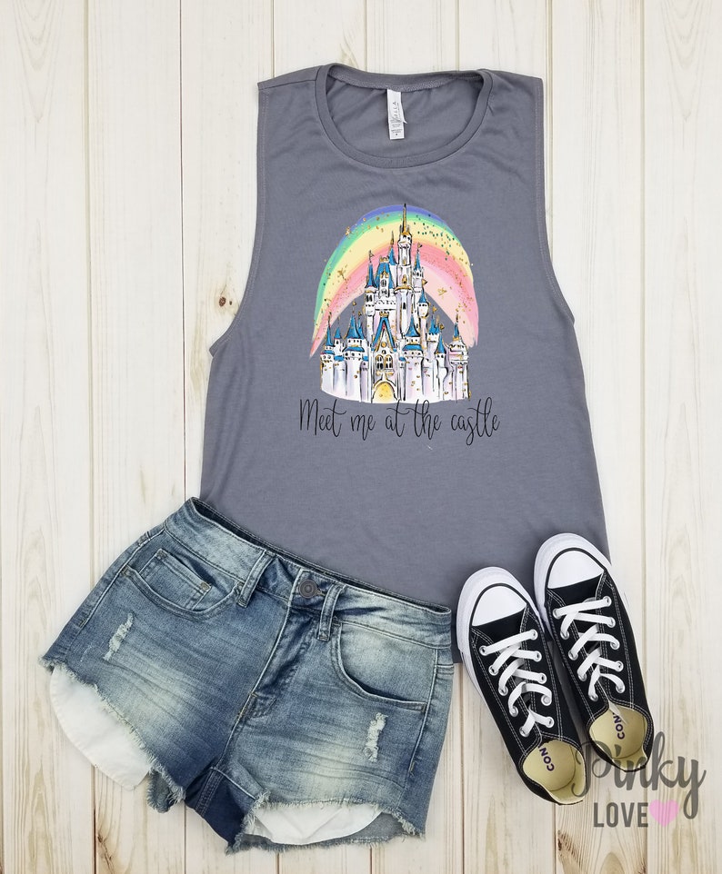 Meet me at the castle muscle tank Disney Shirts Matching Disney Shirts Disney Family Shirts Cinderella Ariel Belle Mickey. image 4