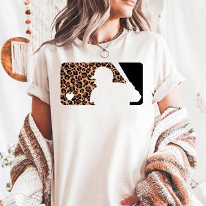 Baseball Heart Leopard - Comfort Colors, baseball shirt, softball Mom shirt, unisex baseball Mom shirt, baseball gift, game day tee