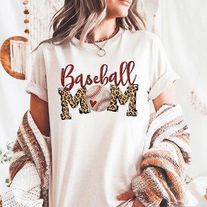 Baseball Mom Leopard - Comfort Colors, baseball shirt, softball Mom shirt, unisex baseball Mom shirt, baseball softball game day, Sports Mom